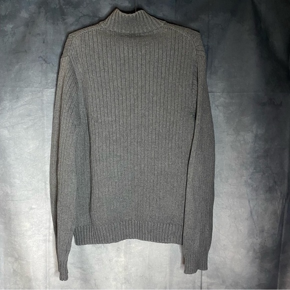 CK Calvin Klein Mens Gray Full Zip Knit Sweater Size L Acadamia Preppy Career - Picture 2 of 7
